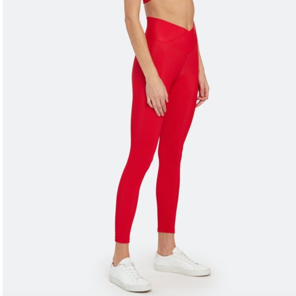 Beach Riot Rocky Rib High Rise Legging Red Yoga Active Compression Pants Medium - Picture 2 of 6